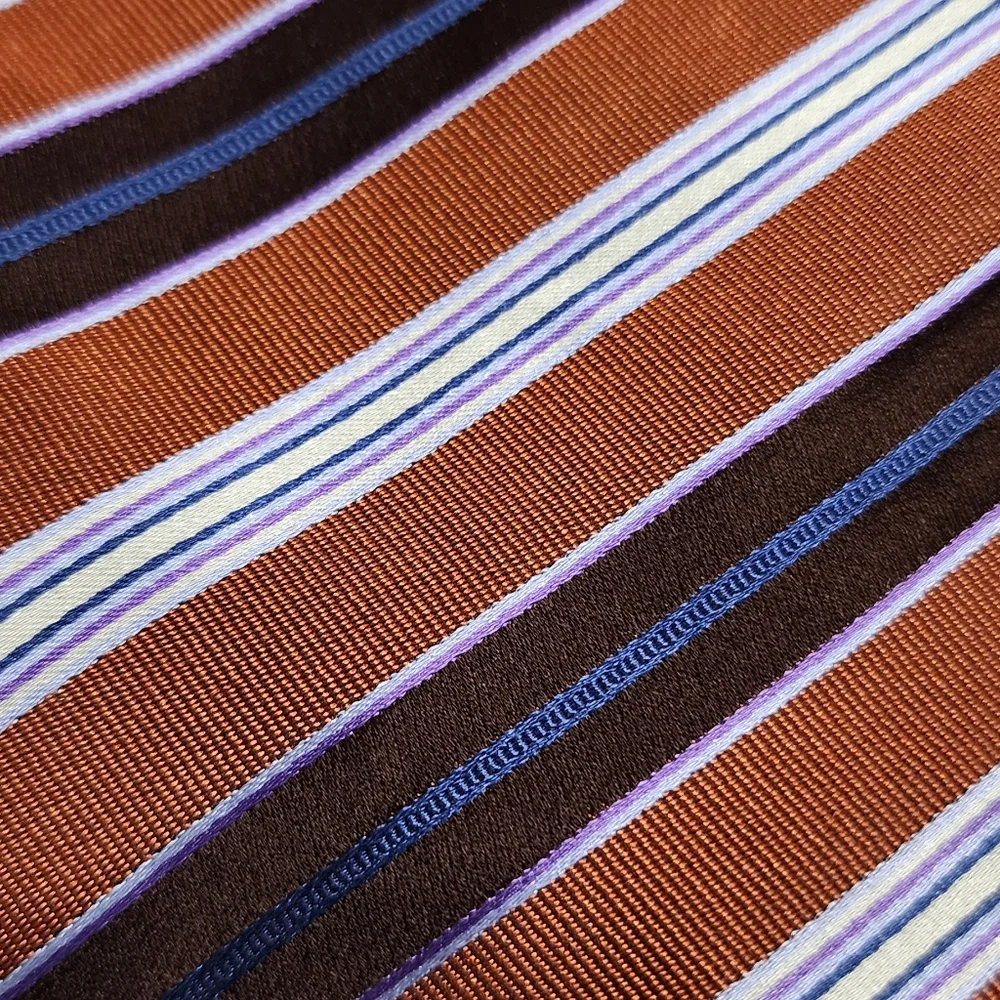 VINTAGE MASSIMO BIZZOCCHI SILK STRIPED TIE MADE IN ITALY ORANGE BLUE